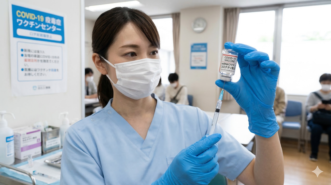 予防接種を受ける患者の腕