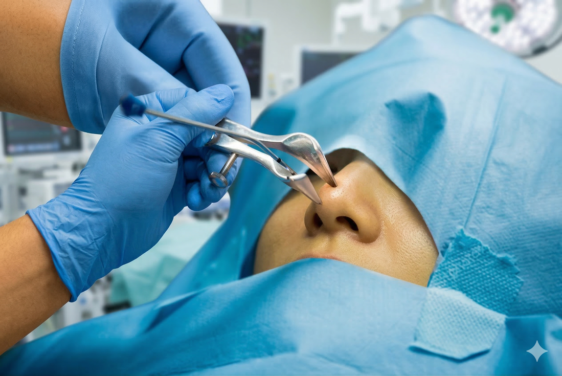 鼻と耳の手術について説明する医師