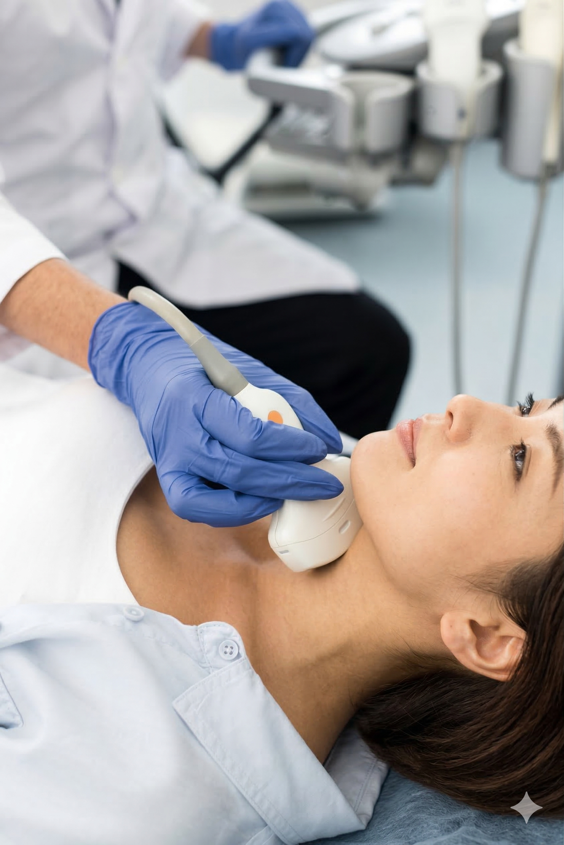 首の診察を受ける患者